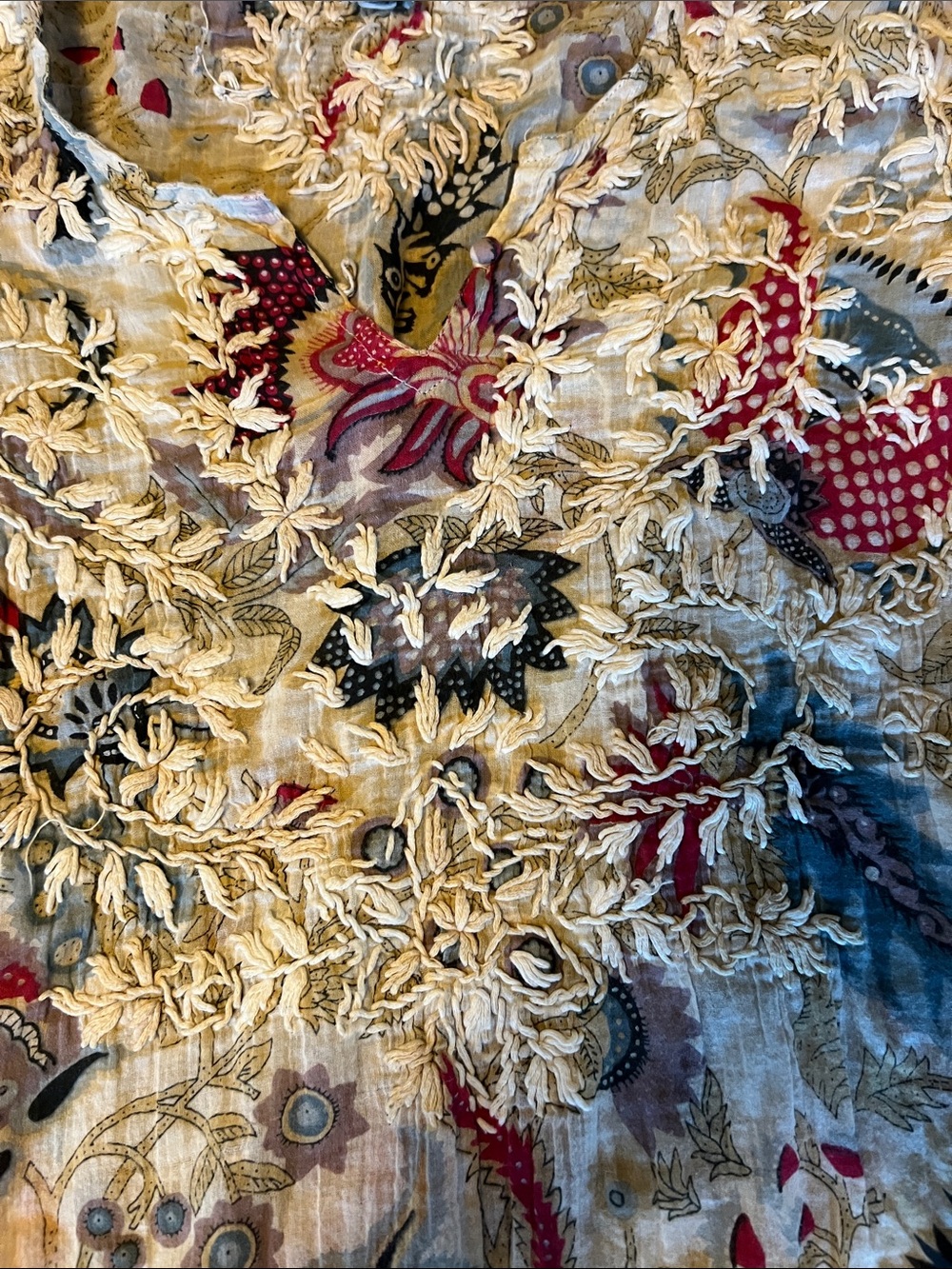 Raj Cotton Paisley Floral Tunic in Cream, Red, Black, Blue - Picture 3 of 6
